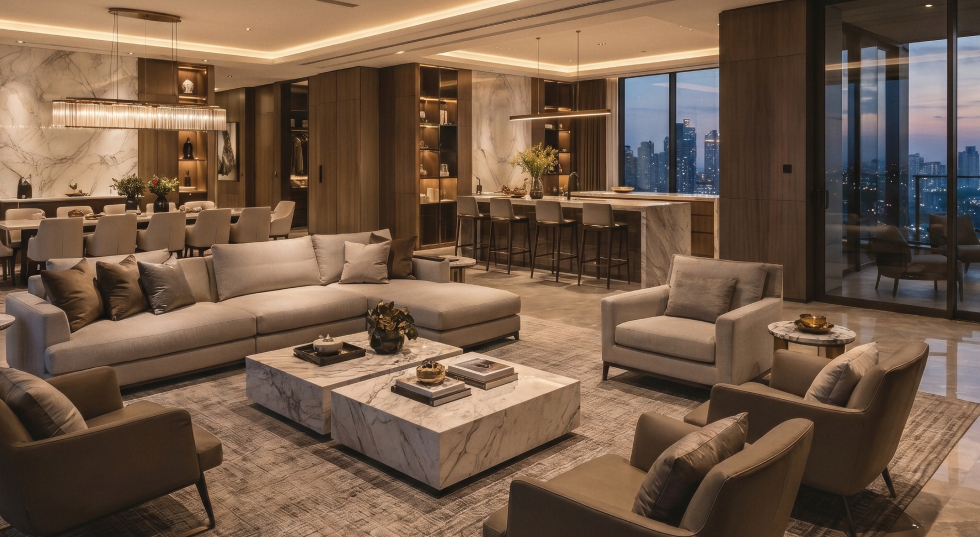 Luxury residencies terrace view